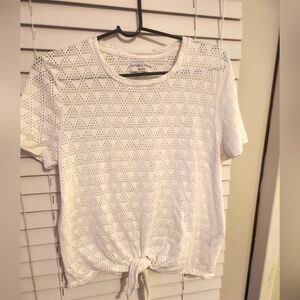 Madewell White Tie-Front Short Sleeve Tee